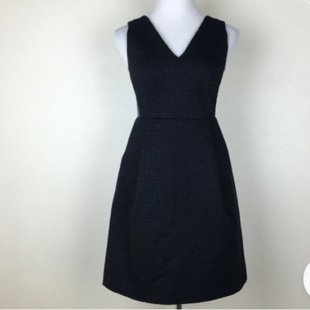 Madewell Leather Insets Pointe Dress Sleek Party Fit & Flare Mini Black Size 8